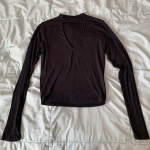 Heart & Hips Black Long Sleeve Choker Top